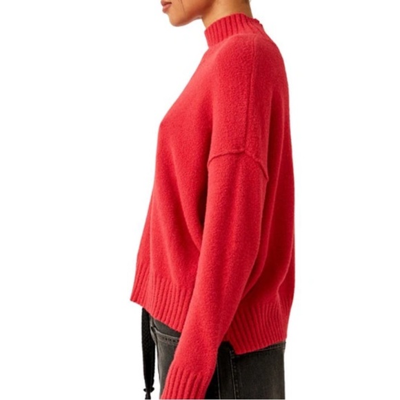 Free People Vancouver Mock Neck Sweater in Cranberry - Picture 3 of 3
